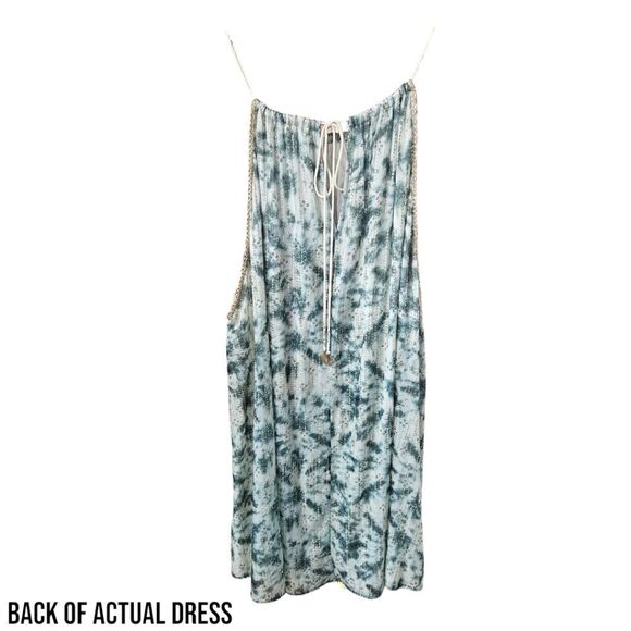 ZARA Women's A-Line Tie Dye Gold Thread Sleeveless Mini Dress. SIZE XL - Picture 5 of 16